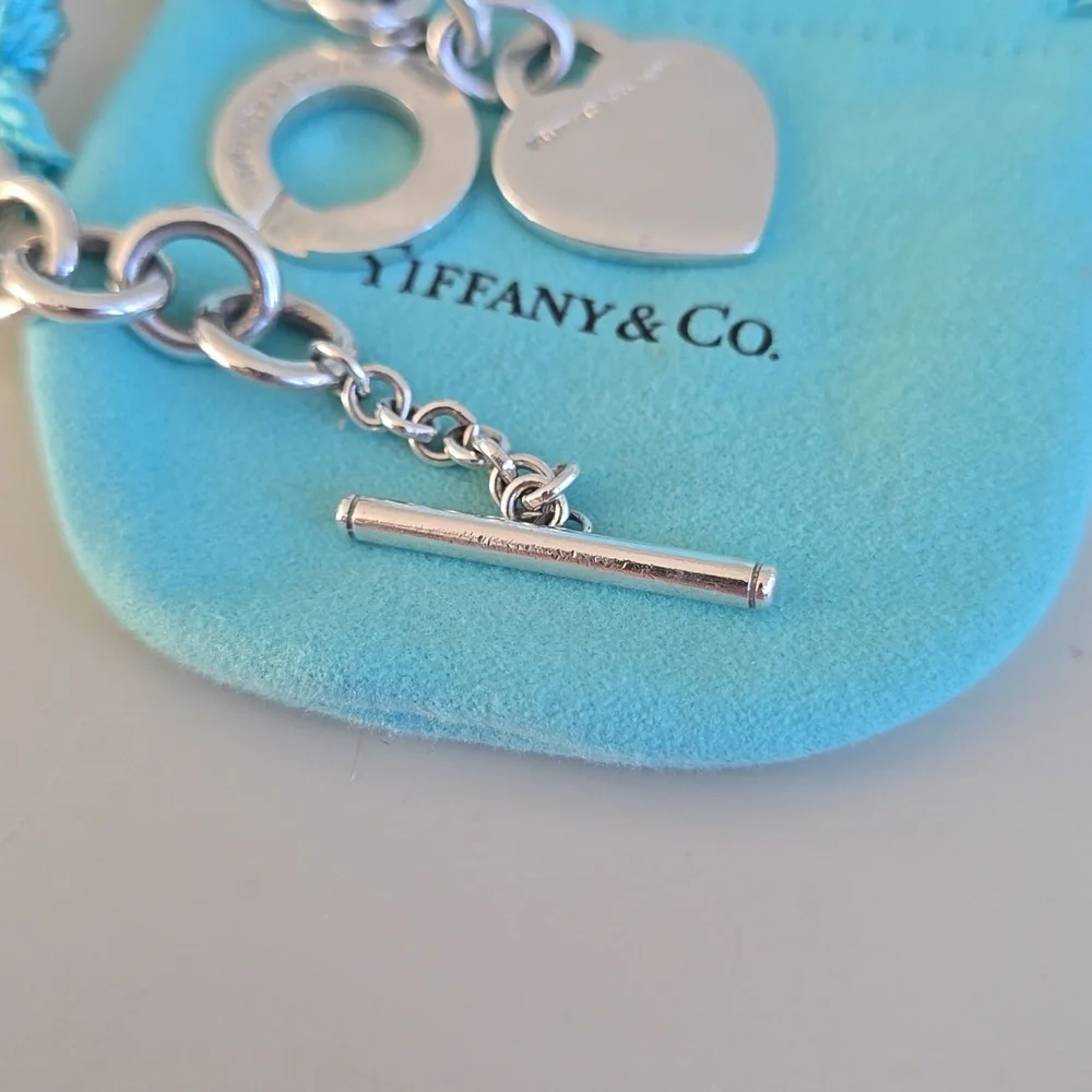 Return To Tiffany & Co  Toggle Heart Thick Bracelet Silver 7 Inch